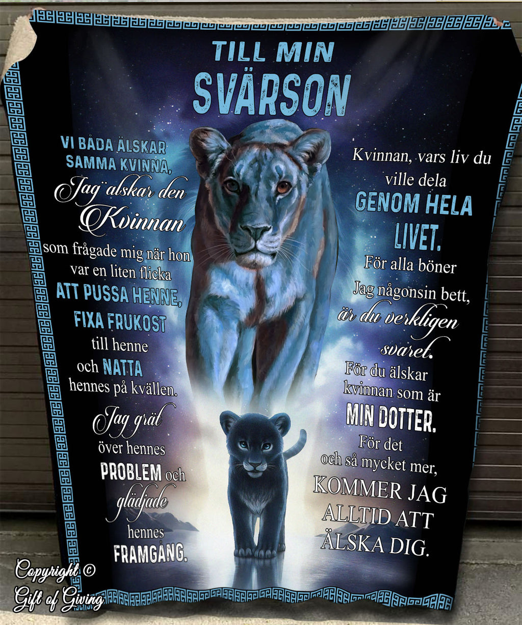 "Till min Svärson" Filt - Lejon